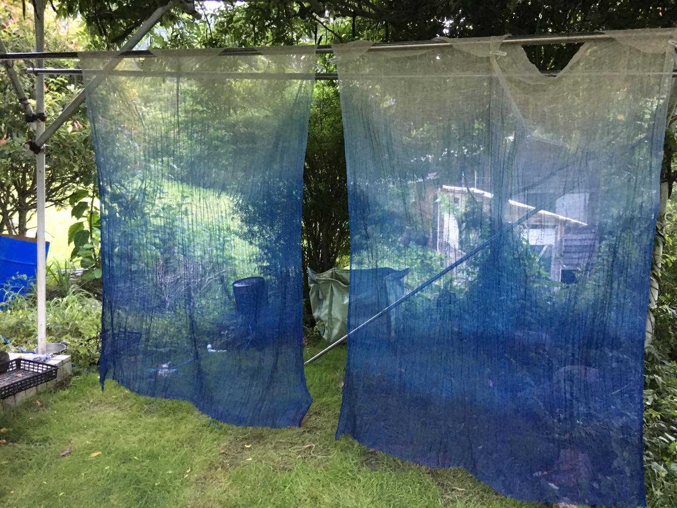 藍染ヘンプ　ベッド蚊帳